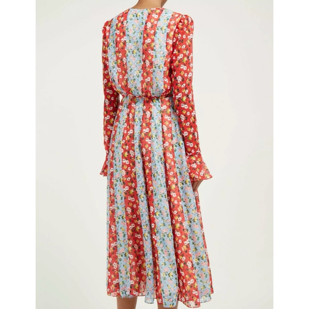 ❤💙 CAROLINA HERRERA Runway Floral Chiffon Maxi 14 - Picture 6 of 11